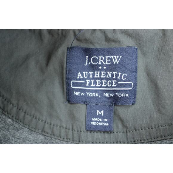 J Crew Sweater Mens M Gray Authentic Fleece Mock Neck 1/4 Button Pullover - Picture 3 of 6